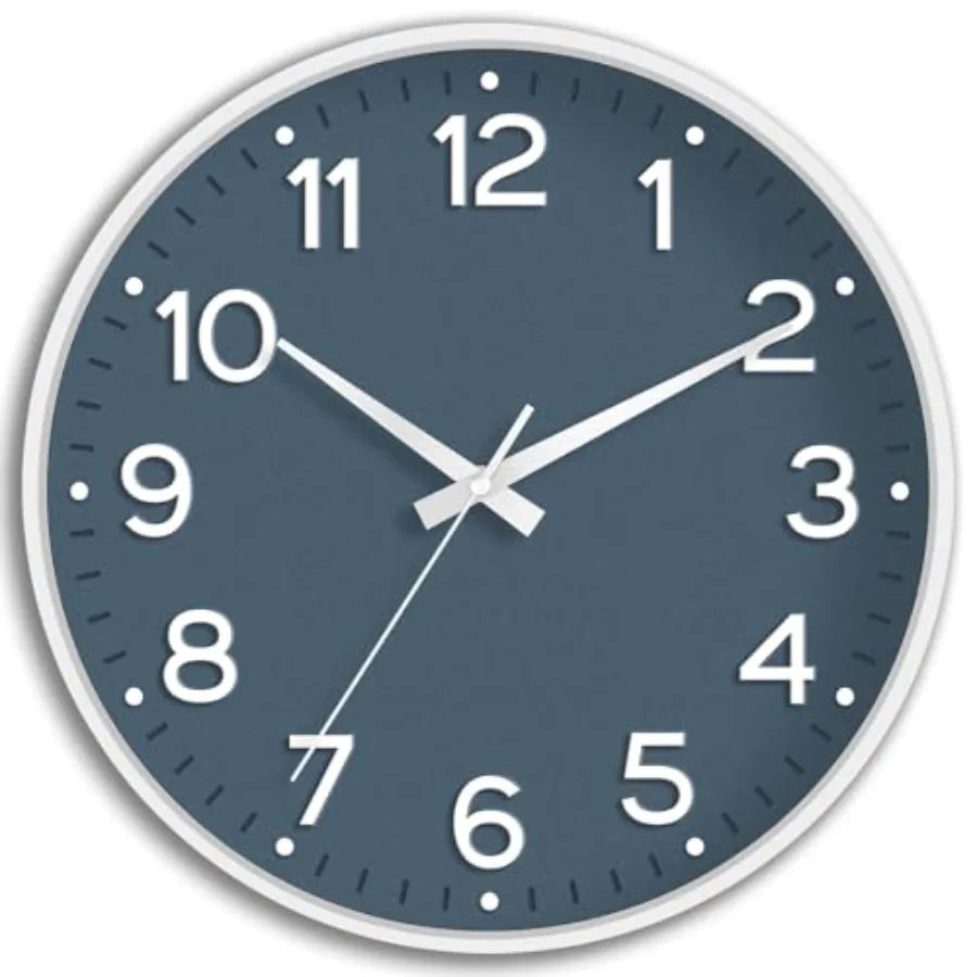 Wall Clock Green, Silent Wall Clocks Battery Operated -Modern Non Ticking Analog Clock Decorative for Kitchen Office Bathroom B
