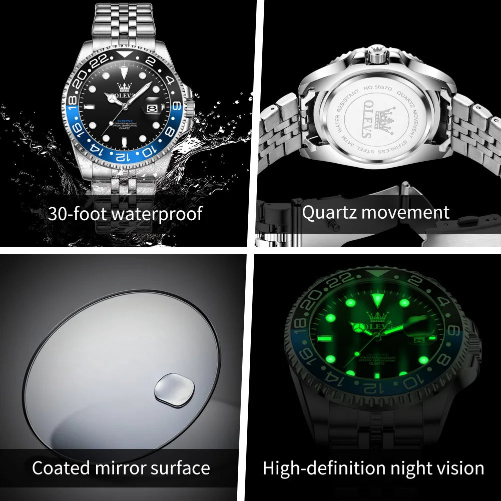 OLEVS 5657 Mens Watch Original Fashion Brand Waterproof Luminous Quartz Watch Luxury Men Automatic Date Sport Watch For Men