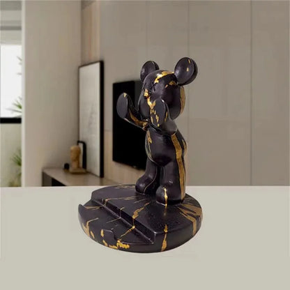 French Bulldog Statue Desk Decor Cute Dog Sculptures Phone Holder Animal Figurine Cell Phone Stand Home Office Decorations