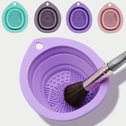 Foldable Silicone Brush Cleaner Scrubber Box Washing Bowl Powder Puff Eyeshadow Brushes Beauty Tool
