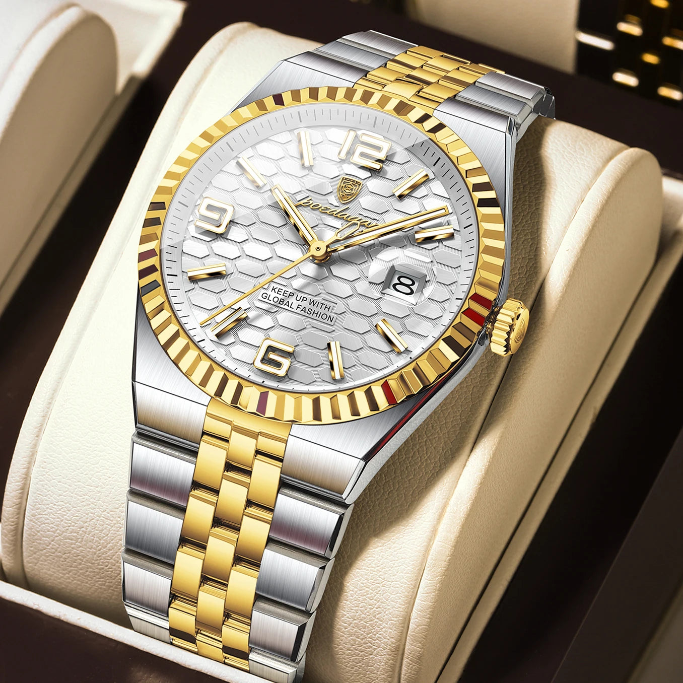 POEDAGAR High Quality Original Men Clock Waterproof Luminous Date Luxury Man Watch Stainless Steel Quartz Men's Watches Male+Box