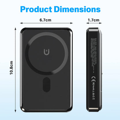 10000mAh Magnetic Wireless Power Bank PD22.5W Fast Charging External Battery Dual-Port Built-in Type-C For iPhone  Airpods Watch