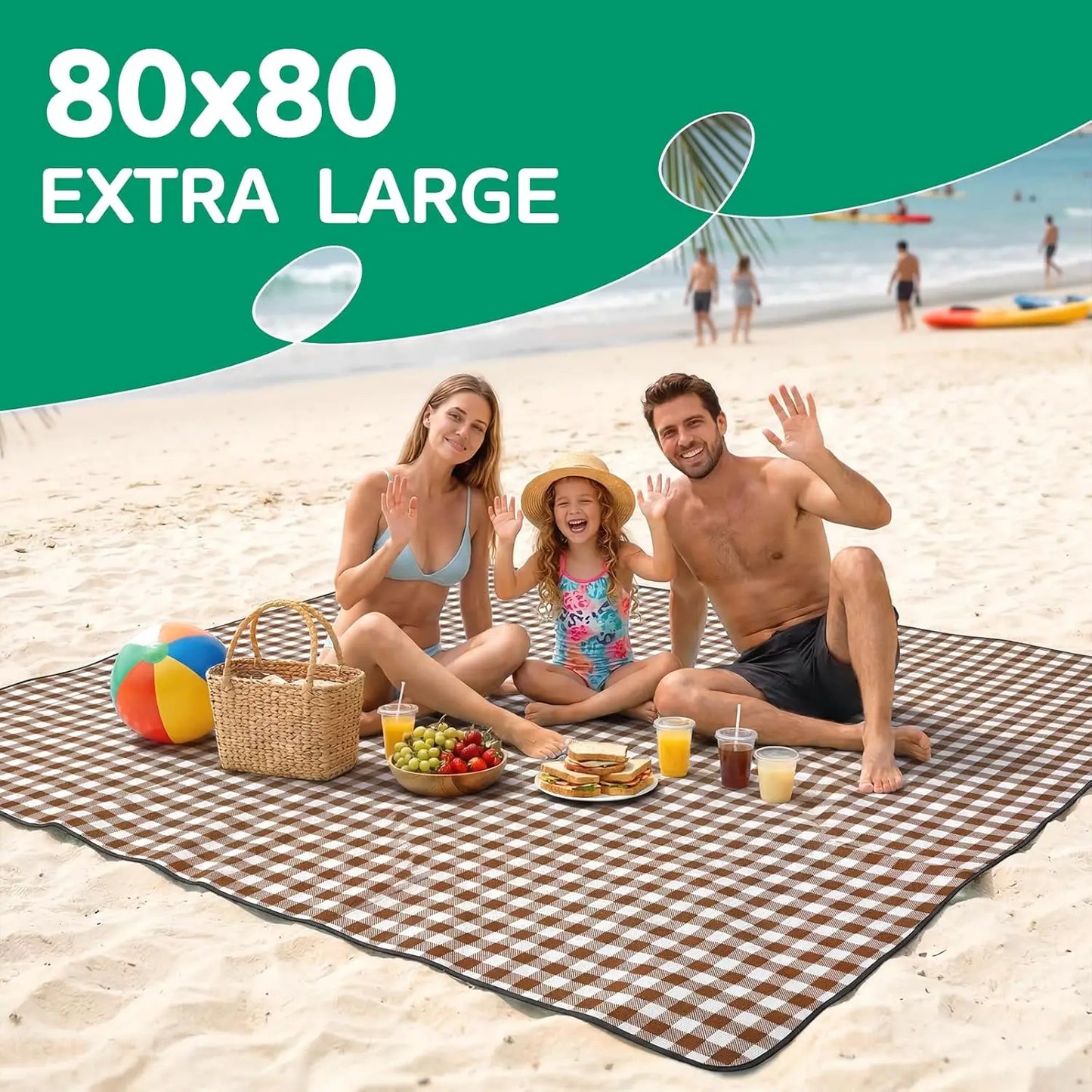 Waterproof Beach Blanket Picnic Outdoor Camp Mat Towel Family Trip Essentials Summer Vacation Must Have Travel Accessories La