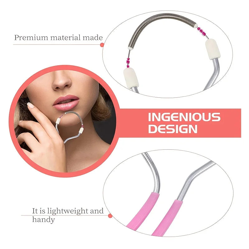 Facial Epilator for Women, Remove Unwanted Hair on Upper Lip, Chin, Face, Portable Handheld Spring Roller Epilator for Smooth Sk