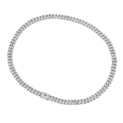 8mm Men’s Iced Out Cuban Link Chain Necklace, 14K Gold Plated Cubic Zirconia Necklace for Men, Waterproof Hip Hop Jewelry with Secure Clasp