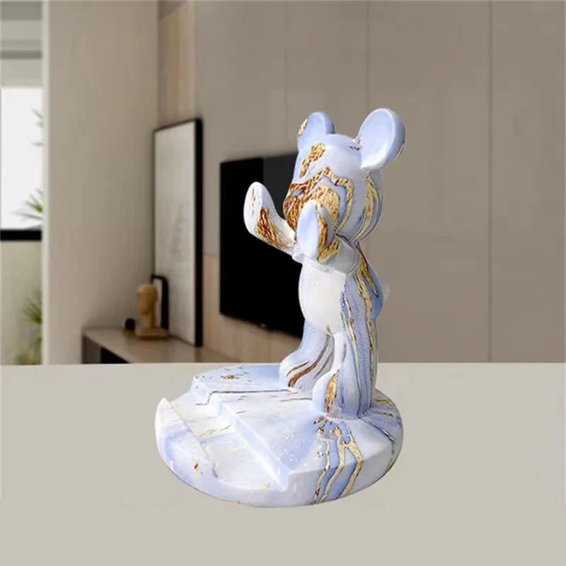 French Bulldog Statue Desk Decor Cute Dog Sculptures Phone Holder Animal Figurine Cell Phone Stand Home Office Decorations