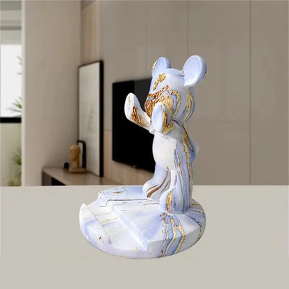 French Bulldog Statue Desk Decor Cute Dog Sculptures Phone Holder Animal Figurine Cell Phone Stand Home Office Decorations