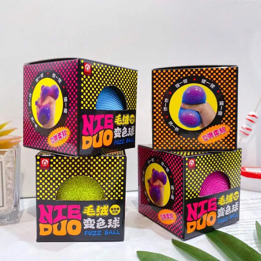1pc Latest Trending Creative Fuzzy Color Changing Stress Ball Cute Squishy Toy,   Perfect Gift For Birthday, Holiday, Halloween