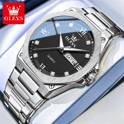 OLEVS 3736 Luxury Original Watches For Man Sports Quartz Watch Waterproof Luminous Week Date Watches Gift Box 2026