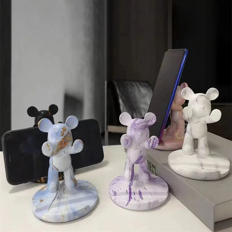 French Bulldog Statue Desk Decor Cute Dog Sculptures Phone Holder Animal Figurine Cell Phone Stand Home Office Decorations