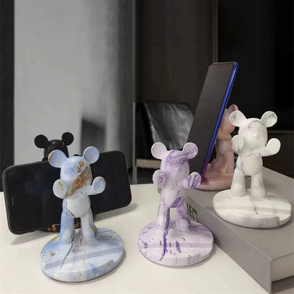 French Bulldog Statue Desk Decor Cute Dog Sculptures Phone Holder Animal Figurine Cell Phone Stand Home Office Decorations
