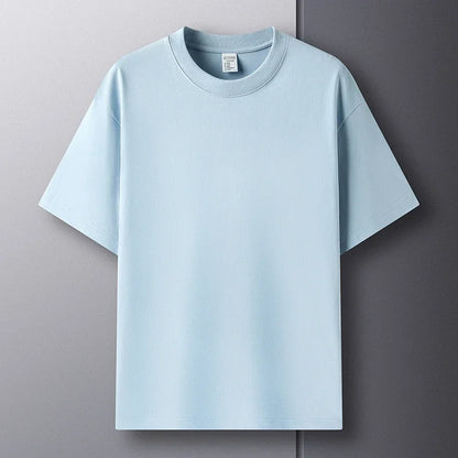 100% Pure Cotton Summer High-end Brand Men's Short Sleeve Round Neck Fashionable Style Half Sleeved Top Breathable T-shirt