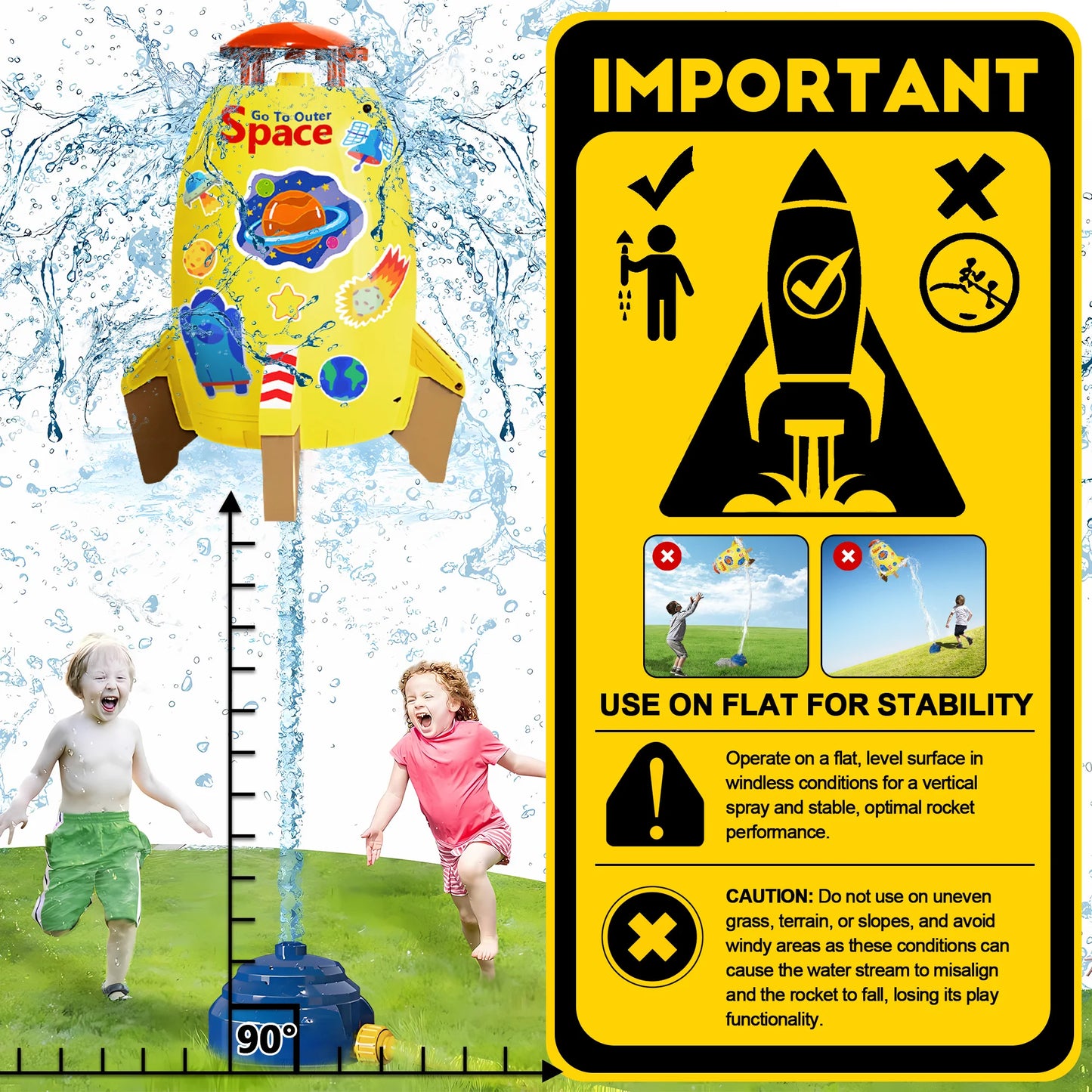 Kids Water Toys Water Sprinklers for Yard Outdoor Rocket Splash Kids Sprinkler for Outside Backyard Summer Garden Beach Water Play Toys