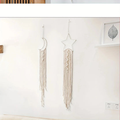 2pcs Star and Moon woven pendant Home decor Moon and Star Room pendant Bedroom pendant Christmas holiday gift
