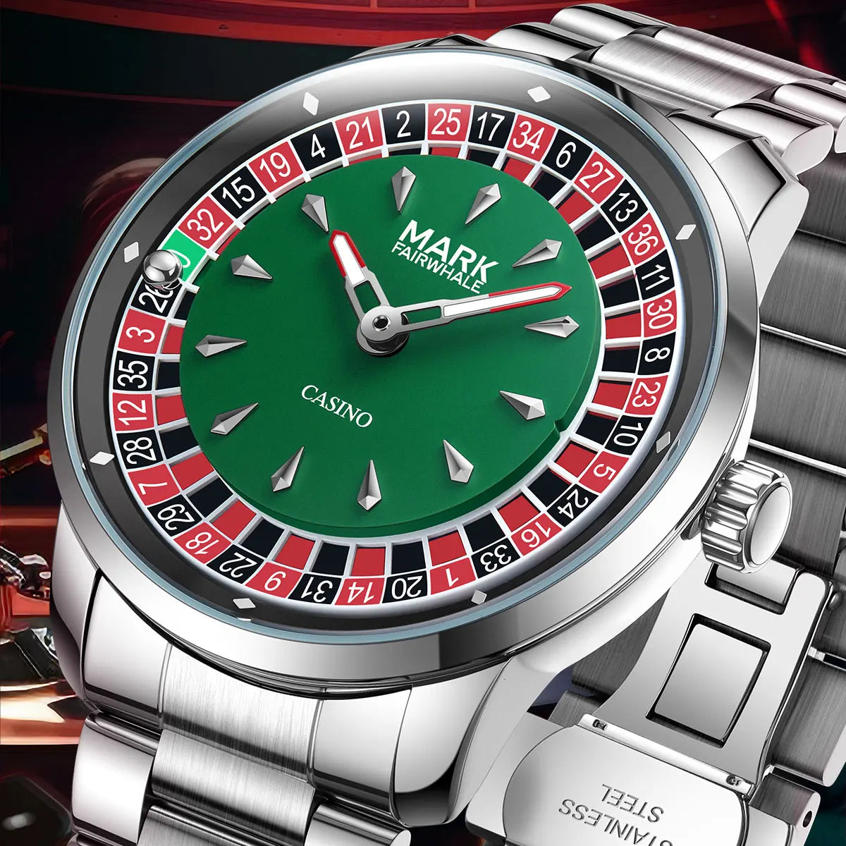 Mark Fairwhale  Casual Leather Strap dial Rotatable Roulette Watch Dial Men's Wristwatch Quartz Fashion WristWatch Wrist Watches for man