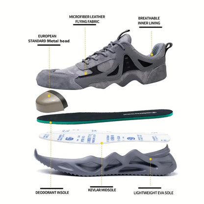 Men's Comfortable Soft-Soled Smash and Puncture Resistant Work Shoes
