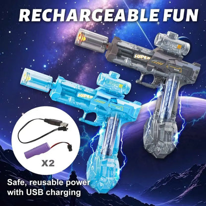 Rechargeable Electric Water Gun with LED Lights - 26ft Range, 30min Playtime, Perfect Summer Gift for Kids & Adults