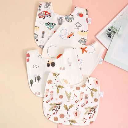 4pcs Cotton Soft Baby Adjustable Bibs Infant Bib Newborn Burp Cloths Bandana Scarf for Kids Boy Girls Feeding Saliva Towel