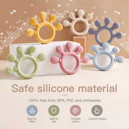 Baby silicone teether anti-eating hand grasping training biting and biting and biting teething sticks nibbling toys chewing teet