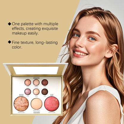All-in-1 Gilded Makeup Palette Eyeshadow Blush Highlighter Contour Brightening Makeup Palette Long Lasting Daily Party Makeup