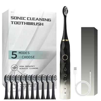 Electric Toothbrush Rotary Cleaning Teeth Brush Waterproof Electronic Tooth Brush With Timer USB Rechargeable Toothbrush 10 head