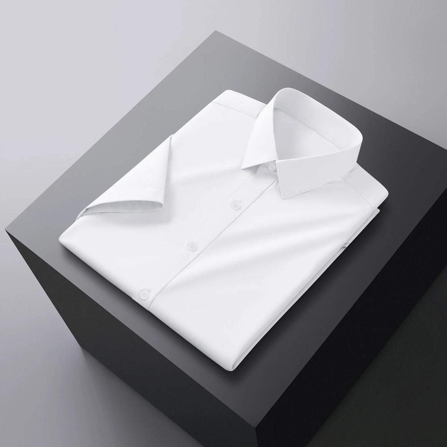 New Men's Business Casual Solid Color Short Sleeved Shirt for Summer Fashion No Ironing Comfortable and Versatile Top