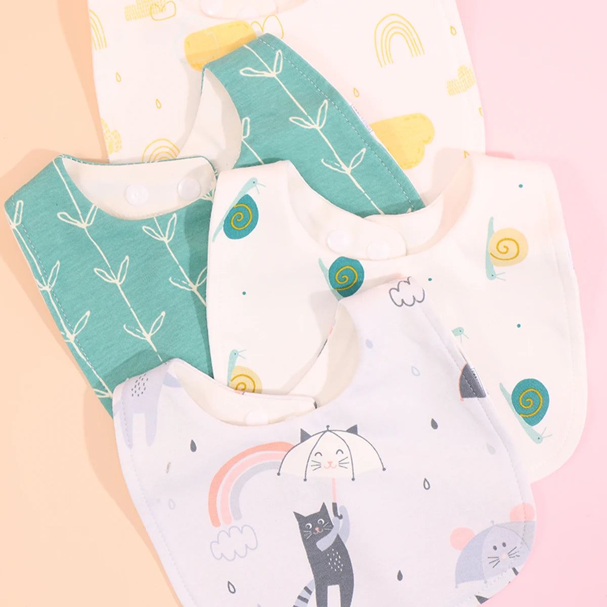 4pcs Cotton Soft Baby Adjustable Bibs Infant Bib Newborn Burp Cloths Bandana Scarf for Kids Boy Girls Feeding Saliva Towel