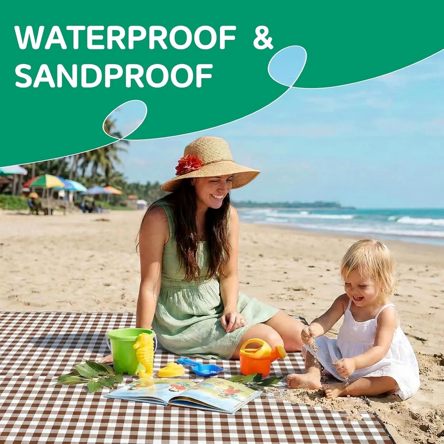 Waterproof Beach Blanket Picnic Outdoor Camp Mat Towel Family Trip Essentials Summer Vacation Must Have Travel Accessories La