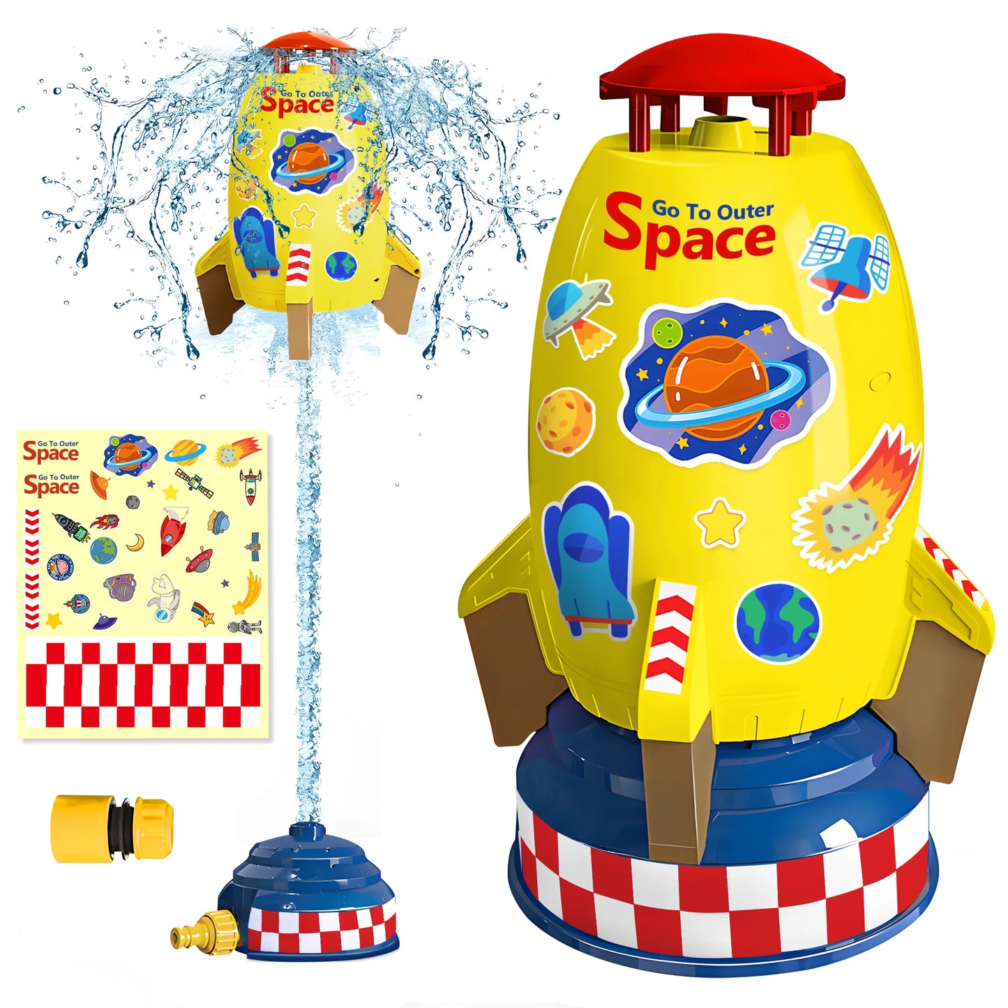 Kids Water Toys Water Sprinklers for Yard Outdoor Rocket Splash Kids Sprinkler for Outside Backyard Summer Garden Beach Water Play Toys