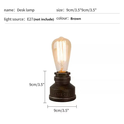 Vintage American Village Style Desk Light Table Lamp Iron Steel Water Pipe Table Rustic Loft Industrial Retro Base E26 Holder