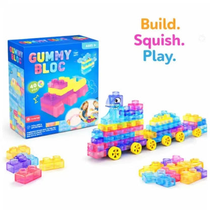 Transparent Crystal Soft Gummy Building Blocks, Squishy Stretchy Toys for Kids Creative Tabletop Games