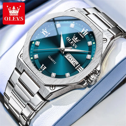 OLEVS 3736 Luxury Original Watches For Man Sports Quartz Watch Waterproof Luminous Week Date Watches Gift Box 2026