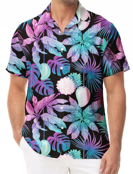 KYKU 80s Costume 90s Clothes Hawaiian Shirt for Men Button Down Shirts Short Sleeve Retro Disco Outfits
