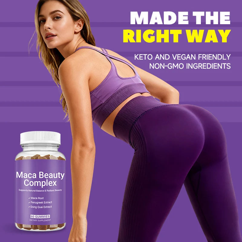 Black Maca Supplement - Natural Nergizer, Improve Performance, Energy, Endurance Muscle Mass Improve, Balance Hormones 60 Gummies