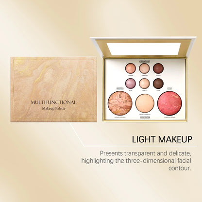 All-in-1 Gilded Makeup Palette Eyeshadow Blush Highlighter Contour Brightening Makeup Palette Long Lasting Daily Party Makeup