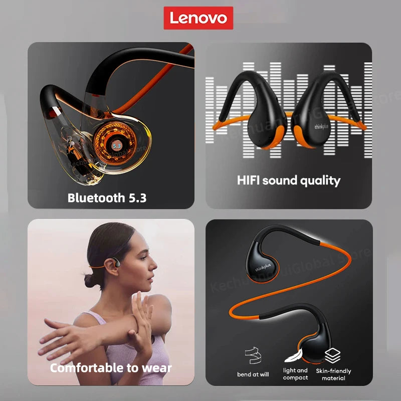 Original Lenovo X7 Air Conduction Headphone Wireless Bluetooth 5.3 Earphones Bone Conduction Headset Outdoor Sports EarHook Mic