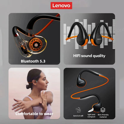 Original Lenovo X7 Air Conduction Headphone Wireless Bluetooth 5.3 Earphones Bone Conduction Headset Outdoor Sports EarHook Mic