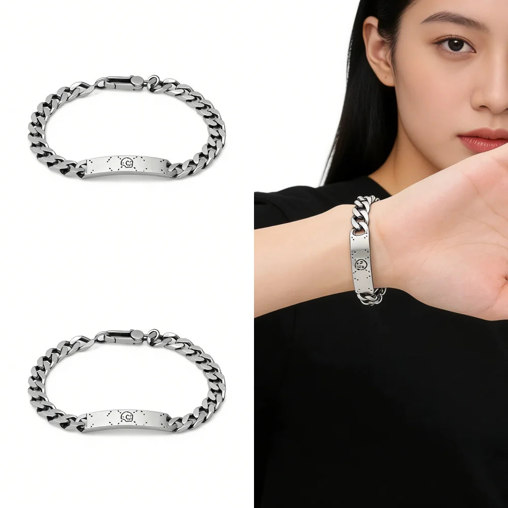 2026 New S925 Sterling Silver Fashion Retro Double G Skull Bracelet Commute