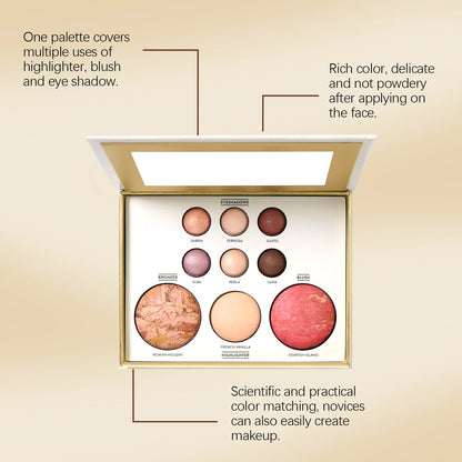 All-in-1 Gilded Makeup Palette Eyeshadow Blush Highlighter Contour Brightening Makeup Palette Long Lasting Daily Party Makeup