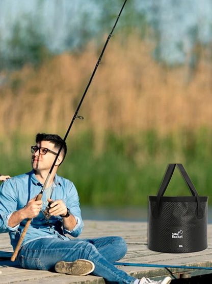 20L Fishing Folding Bucket Waterproof Collapsible Bucket Multifunction Camping Bucket Bag Lightweight for Travel Fishing Boating