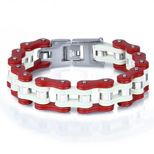 2025 trend, new model, bicycle chain, red and white stainless steel machine, new bracelet, holiday gift.