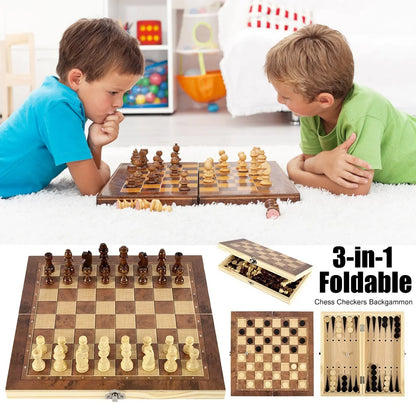 Magnetic Wooden Folding Chess Set Felted Game Board 24cm*12cm Interior Storage Adult Kids Gift Family Game Chess Board