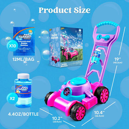 JOYFY Bubble Machine Bubble Lawn Mower Summer Outdoor Toys Pink Bubble Blower for Kids 3-6 Birthday Gifts