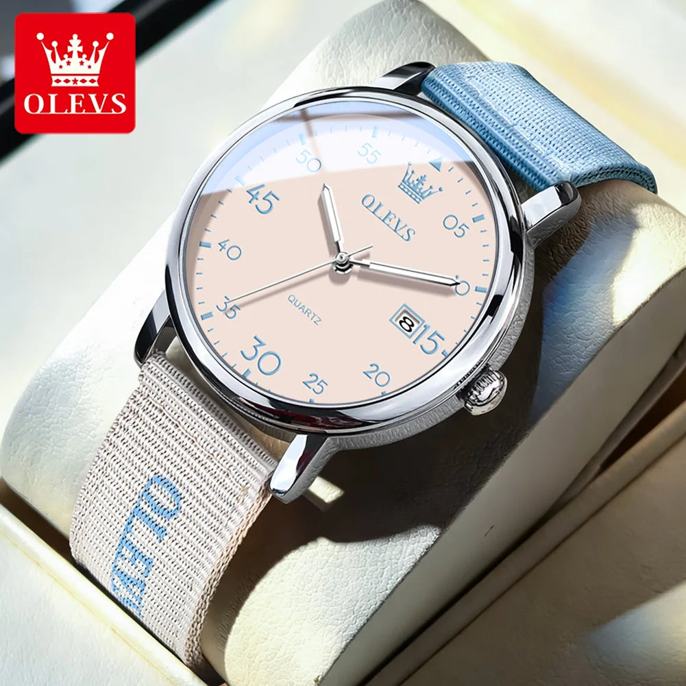 OLEVS Watches Date Quartz Wristwatch Waterproof Luminous Watches Nylonstrap Original Casual Fashion Student Watch 2997 Reloj
