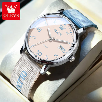 OLEVS Watches Date Quartz Wristwatch Waterproof Luminous Watches Nylonstrap Original Casual Fashion Student Watch 2997 Reloj