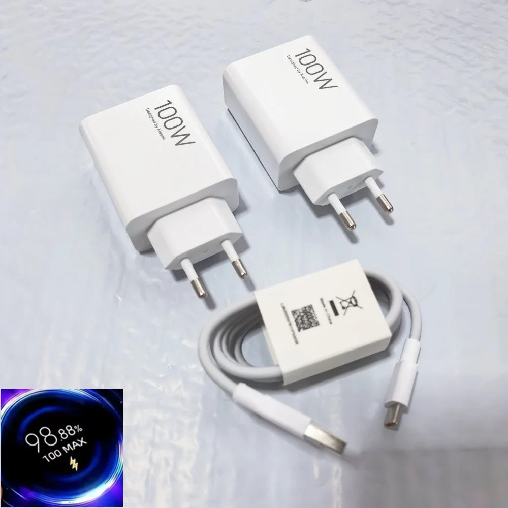 Xiaomi 100W EU Turbo Fast Charger Power Adapter 6A Type C Cable For Mi 17 15 14 13 12 Pro Ultra Lite K80 70Pro K90 Pro Max Ultra