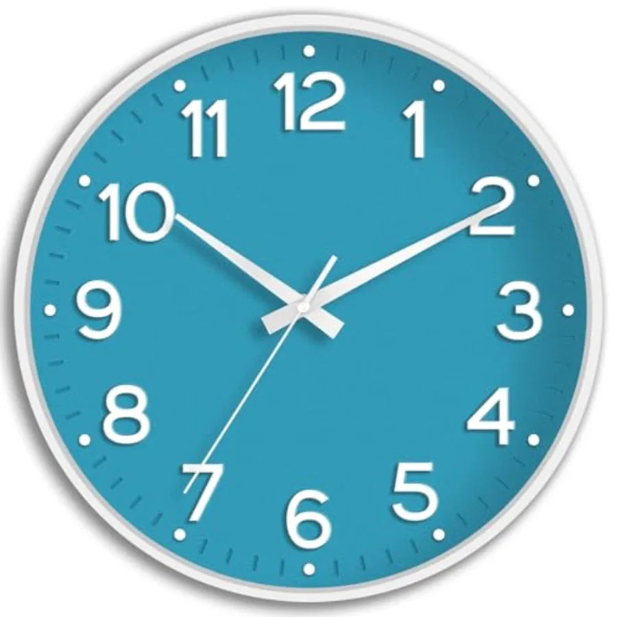 Wall Clock Green, Silent Wall Clocks Battery Operated -Modern Non Ticking Analog Clock Decorative for Kitchen Office Bathroom B
