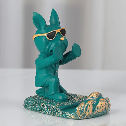 French Bulldog Statue Desk Decor Cute Dog Sculptures Phone Holder Animal Figurine Cell Phone Stand Home Office Decorations
