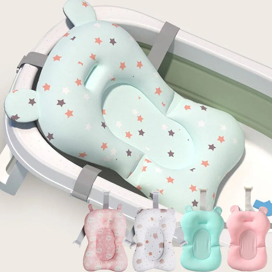 Baby Shower Bath Tub Pad Non-Slip Newborn Bathtub Mat Safety Nursing Foldable Support Comfort Body Cushion Mat Pillow Cartoon
