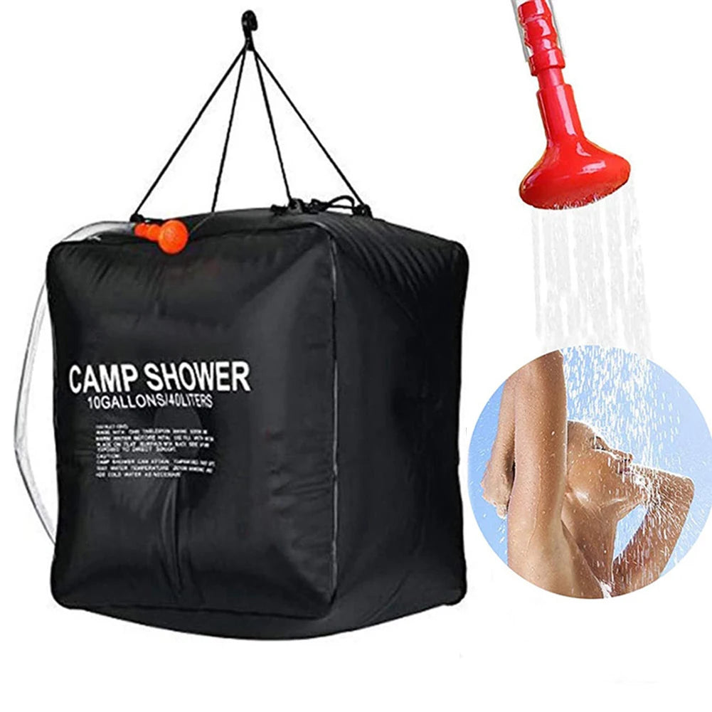 40l Camp Shower Bag Foldable Pvc Solar Shower Bag Uv Protection Coating Outdoor Bath Water Bag Hangable for Travel Hiking Picnic